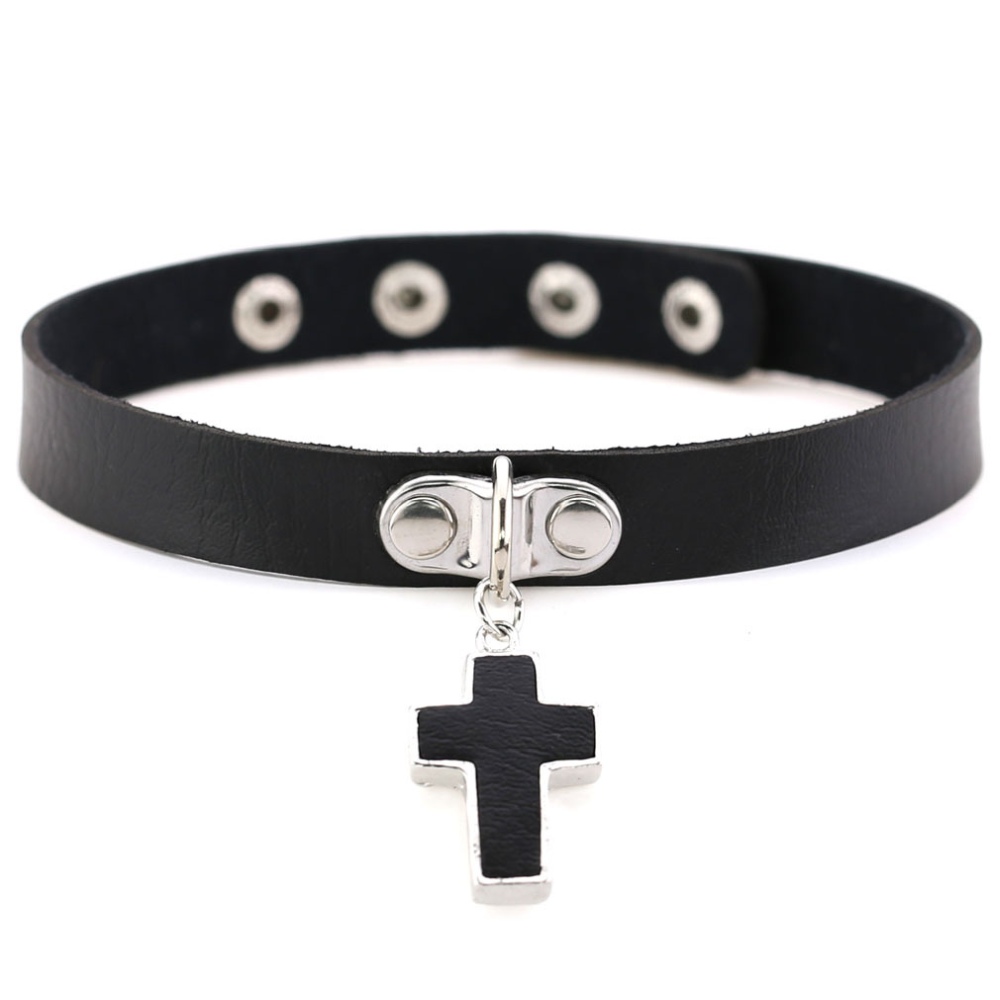 Bullet 69 - Crucifix Choker - Zwart/Zwart